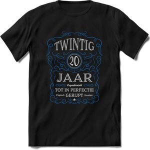 20 Jaar Legendarisch Gerijpt T-Shirt | Blauw - Grijs | Grappig Verjaardag en Feest Cadeau Shirt | Dames - Heren - Unisex | Tshirt Kleding Kado | - Zwart - S