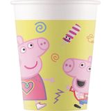 PROCOS - 8 kartonnen Peppa Pig bekers - Decoratie > Bekers, glazen en bidons