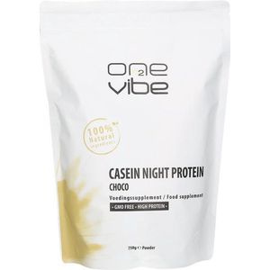 One2Vibe - Casein Night Protein - 100% Natuurlijk - Chocola - Proteine poeder - Gezond Afvallen - 750 gram
