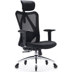 Ergonomische bureaustoel met hoogteverstelling en kantelfunctie - Rugvriendelijk design - Zwart - Verbeterde Rollerblade Wielen