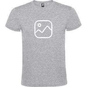 Grijs  T shirt met  "" Geen foto icon "" print Wit size XL