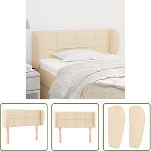 The Living Store Hoofdeind Bed - 83 x 23 x 78/88 cm - Crème stof - hout - Verstelbare hoogte