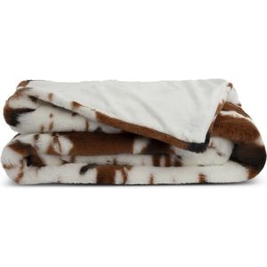 Lunetta Home - Plaid - Fake Fur ( Bont ) - Lavalle Cow - Koeienprint - Bruin - Wit - 130x170 cm - Deken