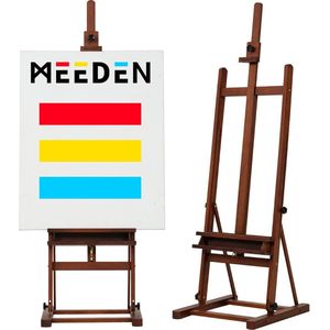 LifeStages® Houten schildersezel Grote notenhouten studio-ezel met opbergvak - Beukenhouten schildersezel Verstelbare schildersezel, vloerschilderezelstandaard, grote schildersezel, canvas tot 122 cm
