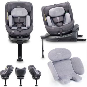 BabyGO autostoel Move 360 - Draaibare i-Size autostoel met isoFix - voor kinderen van 40-150cm - Grijs