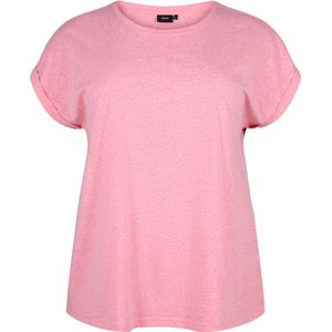ZIZZI VAVA, S/S, LOOSE TEE Dames T-shirt - Pink - Maat XL (54-56)
