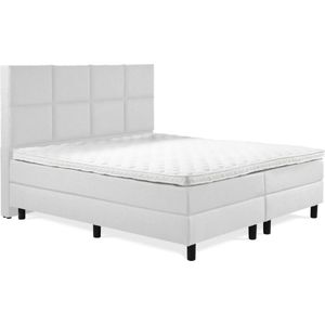 Boxspring Luxe 140x210 8 vlaks Wit Lederlook