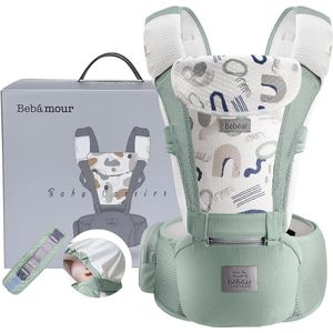 Bebamour draagzak voor 0-36 maanden, 3D Air Mesh draagzak rugzak voor pasgeborenen tot peuters, goedgekeurde veiligheidsnorm, ergonomische baby heupzitje 6 in 1 voordrager