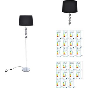 vidaXL Vloerlampen - Moderne zwarte lamp met chromen buis - 380 mm lampenkap - 235 mm basisplaat - 380 x 380 x 1560 mm - zwart snoer - zwarte schakelaar - 220-240 V~ - max - 60 W - E27 fitting (excl - ) - Polyester- 100% - Staande lamp