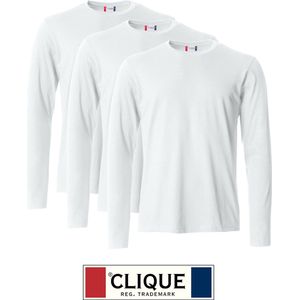 Clique 3 pack lichtgewicht T-shirt met lange mouwen Wit maat 4XL