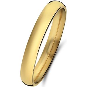 Lucardi Dames Stalen goldplated ring 3mm - Ring - Staal - Goud - 20 / 63 mm