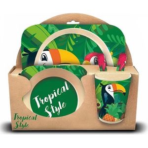 Kids Licensing Lunchset Tropical Style Bamboe 5-delig