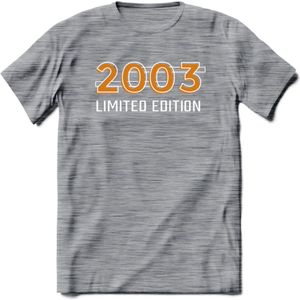 2003 Limited Edition T-Shirt | Goud - Zilver | Grappig Verjaardag en Feest Cadeau Shirt | Dames - Heren - Unisex | Tshirt Kleding Kado | - Donker Grijs - Gemaleerd - S