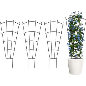 82 cm kamerplanten trellis voor potplanten klimmen - metalen tuin latwerk - kamerplanten bloemen wijnstok klimop waaiervorm zwart