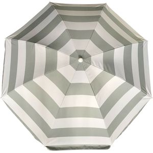 Parasol - zilver/wit - gestreept - D140 cm - UV-bescherming - incl. draagtas