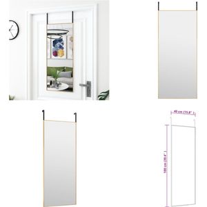 vidaXL Deurspiegel 40x100 cm glas en aluminium goudkleurig - Deurspiegel - Deurspiegels - Wandspiegel - Hangspiegel