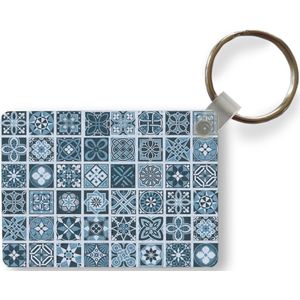 Sleutelhanger - Bloemen - Blauw - Patronen - Figuren - Uitdeelcadeautjes - Plastic
