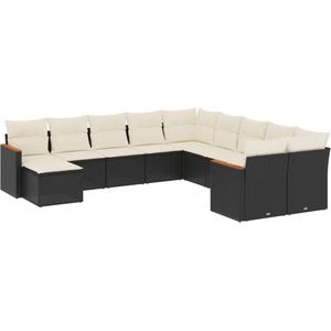 vidaXL-11-delige-Loungeset-met-kussens-poly-rattan-zwart