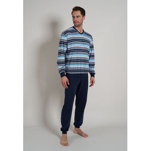 Gotzburg heren pyjama V-hals - lichtblauw gestreept - Maat: XL