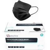 Omnitex Type IIR Zwarte wegwerp medische mondkapjes met oorlussen EN14683:2019 98% filtratie, vloeistofbestendig chirurgisch mondmaskers 2R - 3 laags masker - 50 stuks Premium quality Made in the EU
