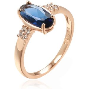 Cilla Jewels Damesring met Blauwe Zirkonia en Roségouden Plating-18mm