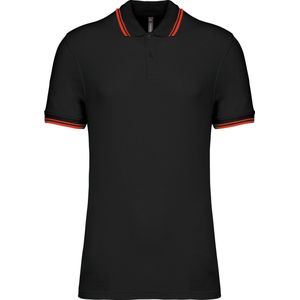 Kariban Gestreepte herenpolo korte mouwen K272 - BLACK / RED - L