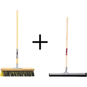 Synx Tools Binnenbezem 40cm La Crema + Vloertrekker 35cm met Steel 150cm - Kamerveger – Vloerreiniger – Moppen – Zachte bezem met steel 150cm