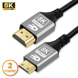 Drivv. Premium Mini HDMI naar HDMI Kabel 2.1 - 8K 60Hz / 4K 120Hz Ultra HD - 2 meter - Grijs - Geschikt voor Camera's, Tablets en Laptops