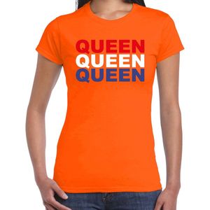 Koningsdag t-shirt Queen - oranje - dames - koningsdag outfit kleding shirt
