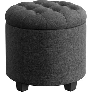 Storage Ottoman - Voetenbank - Ruimtebesparende kruk - MDF-frame - Linnen hoes - 45 cm x 45 cm x 44,5 cm