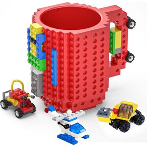 Opbouwstenen mokken, grappige koffiemok cadeaus voor mannen, vader, kinderen, vriend, grappige vaderdagcadeaus, verjaardagscadeau, kerstcadeaus, compatibel met Lego, rood