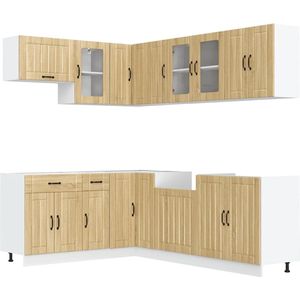 vidaXL - 11-delige - Keukenkastenset - Lucca - bewerkt - hout - sonoma - eikenkleur