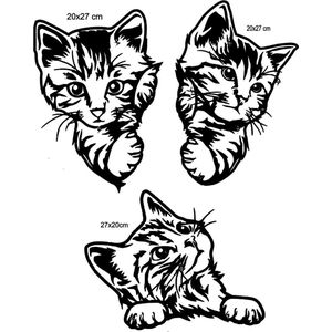 Raam stickers Peeking kittens - Gluur katten  - Grappige poezen - Muur  Wall decoratie
