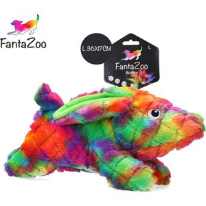 FantaZoo Bunny kleurrijke en gerecyclede honden knuffel – zeer stevig en zacht – maat L 36x17cm - geschikt voor large hond