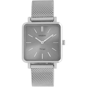 OOZOO Vintage series - zilverkleurige horloge met zilverkleurige metalen mesh armband - C9842 - Ø28