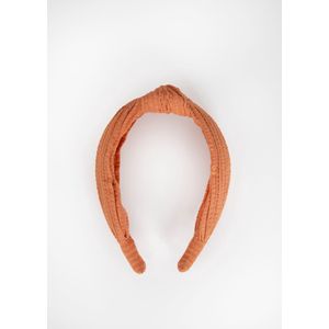Sissy-Boy - Oranje seersucker haarband met knoopdetail