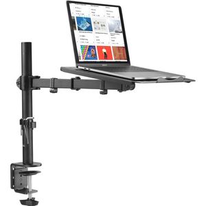 Ergonomische Monitorarm met Laptoplade voor 13-27 inch Schermen, Instelbaar en Ruimtebesparend