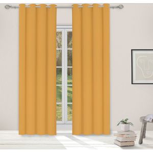 Light Guard - 1x kant-en-klaar gordijn - verduisterend - isolerend - geluiddempend - met ringen - 140x280cm - honey gold