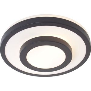 Zwarte badkamerlamp Master Ring IP44 | 2 lichts | wit / zwart | glas / metaal | Ø 35 cm | modern design