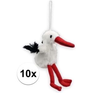 10x Grote sleutelhanger pluche ooievaar 11 cm. - geboorte ooievaar geschenk