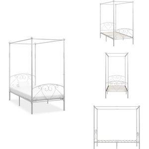 vidaXL Bedframe - Bedframes - Bed - Bedden - Hemelbedframe metaal wit 90x200 cm