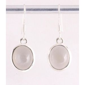 Fijne ovale zilveren oorbellen met grijze maansteen