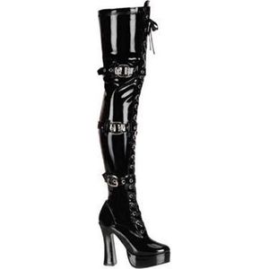 Pleaser - ELECTRA-3028 Plateau overknee Laarzen - US 8 - 38 Shoes - Zwart