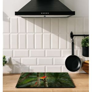 Inductiebeschermer - Jungle Parrot - 65x52 cm - Inductiebeschermer - Inductie Afdekplaat Kookplaat - Inductie Mat - Anti-Slip - Keuken Decoratie - Keuken Accessoires