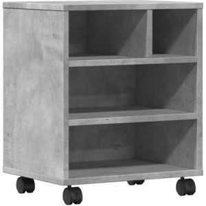 vidaXL Printerkastje met wielen 41x32x48 cm betongrijs - Printerkastje - Printerkastjes - Bureau Organizer - Bureau Organiser
