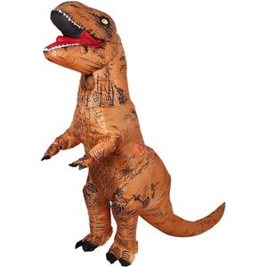 KIMU® Opblaas Kostuum T-Rex Bruin Kinderen - Opblaas Pak - Dinopak Mascotte Opblaaspak - Opblaasbare Dino Dinosaurus Jongen Meisje Festival