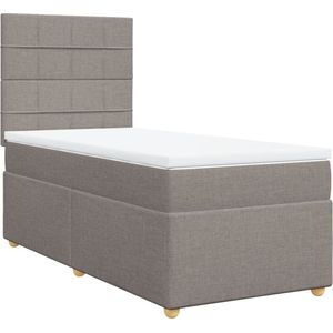 vidaXL - Boxspring - met - matras - stof - taupe - 90x190 - cm