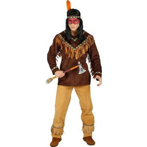 Widmann - Indiaan Kostuum - Genadeloze Biloxi Krijger Indiaan - Man - Bruin - Large - Carnavalskleding - Verkleedkleding