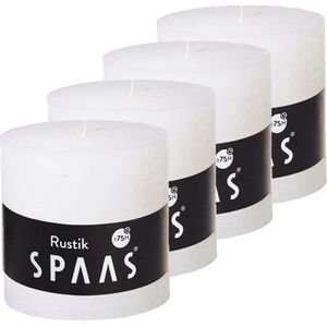 SPAAS Kaarsen - Witte Rustieke Kaarsen 100/100 mm - Stompkaars - Set van 4 Stuks - ± 75 Branduren - Voordeelverpakking