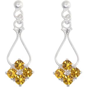 Behave – Oorbellen – 925 Sterling Zilveren Oorbellen met Licht Bruin Kristal steentjes